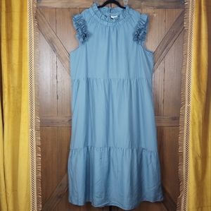 Othilia blue ruffle dress 3x Anthropologie NWT